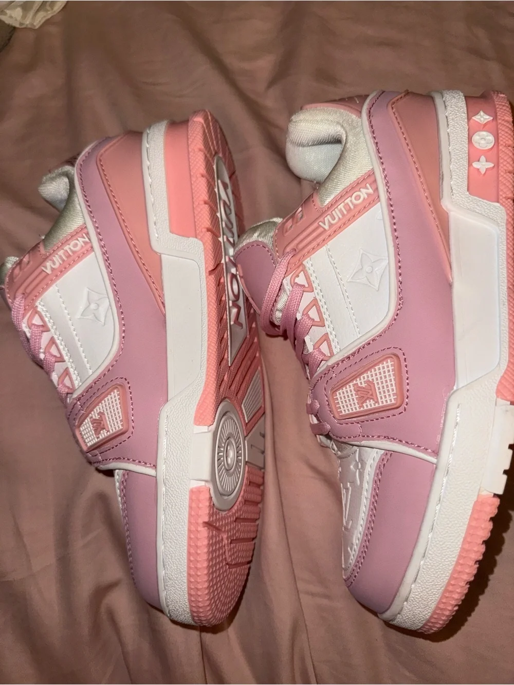 Louis Vuitton Kids' Pink & White Designer Sneakers